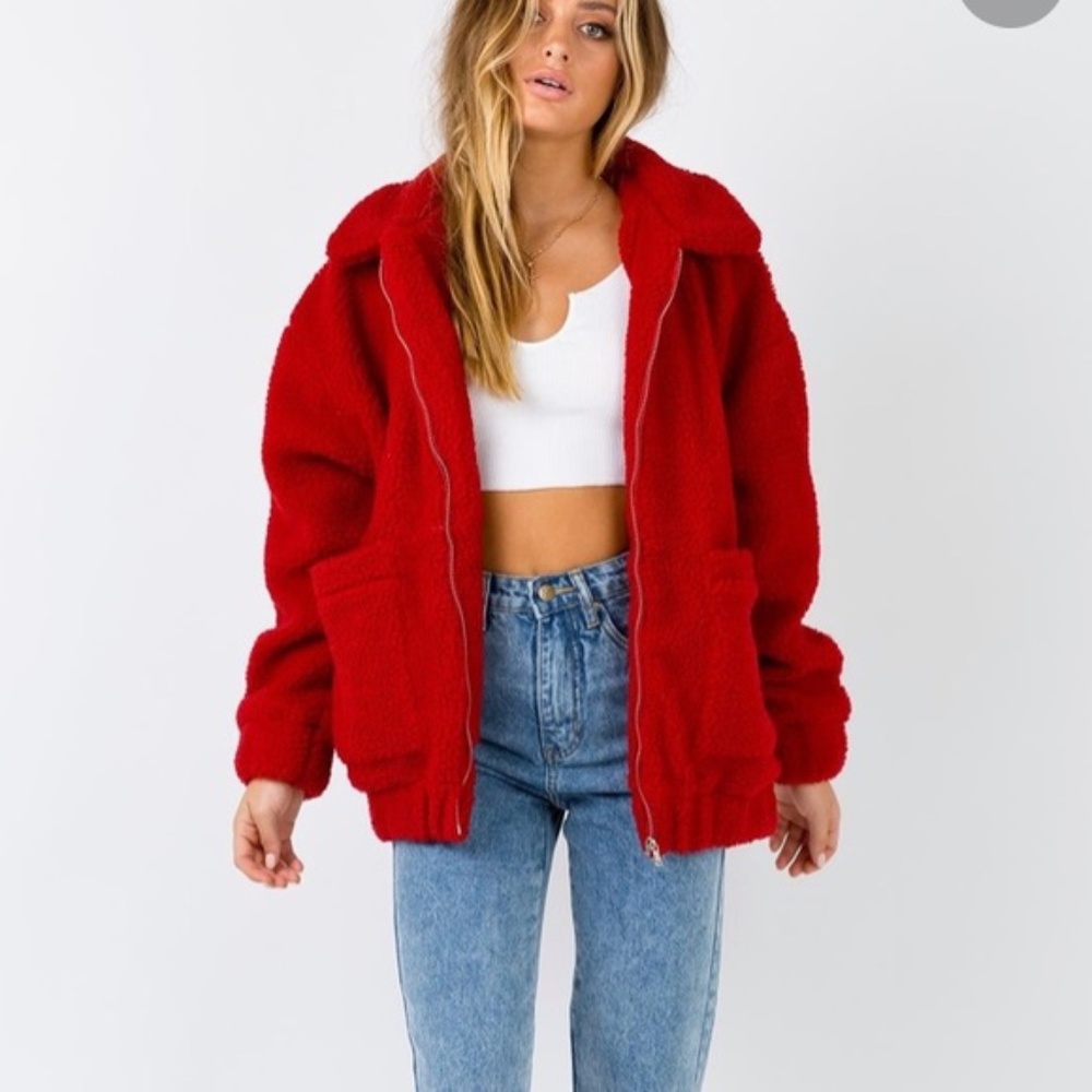 I.AM.GIA red teddy coat- COMPLETELY NEW LIMITED